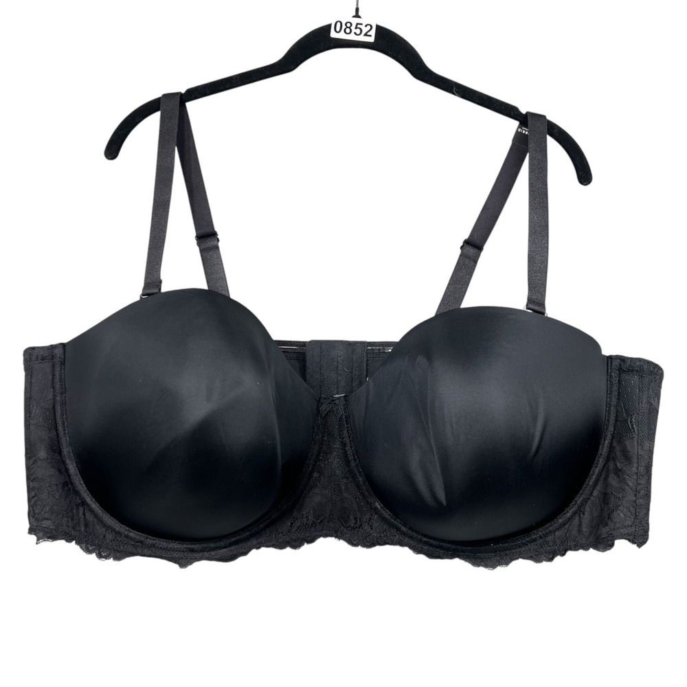 Torrid 50DD Bra Black Lightly Lined Smooth Straight Back Multi Way Straps NEW